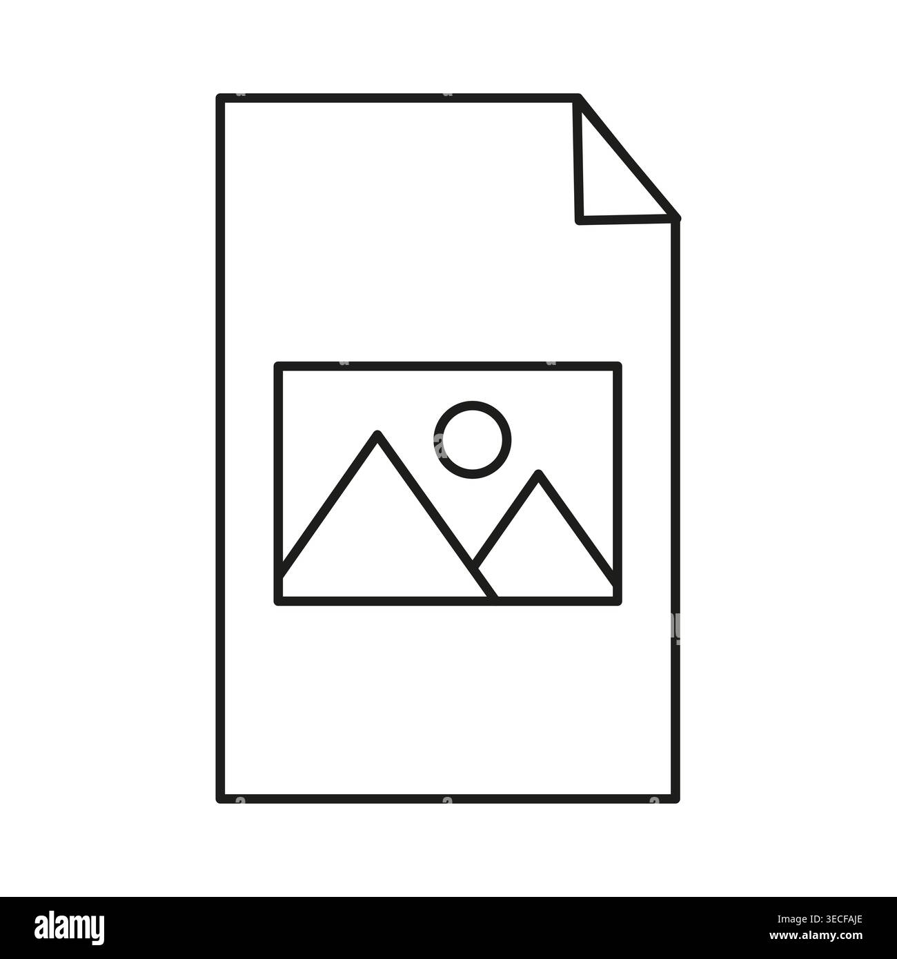 Icône vectorielle de contour de document de fichier photo. Le graphisme minimaliste fonctionne parfaitement pour la conception web moderne et les interfaces d'applications mobiles. SPE 10. Illustration de Vecteur