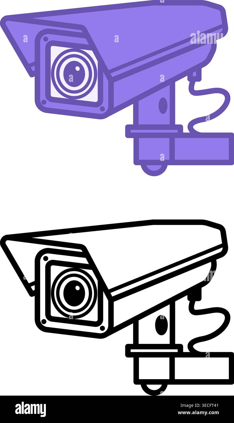 Icônes de caméra CCTV. Illustration vectorielle. Caméra de sécurité fournit la surveillance en ligne de l'intérieur ou de l'extérieur Illustration de Vecteur