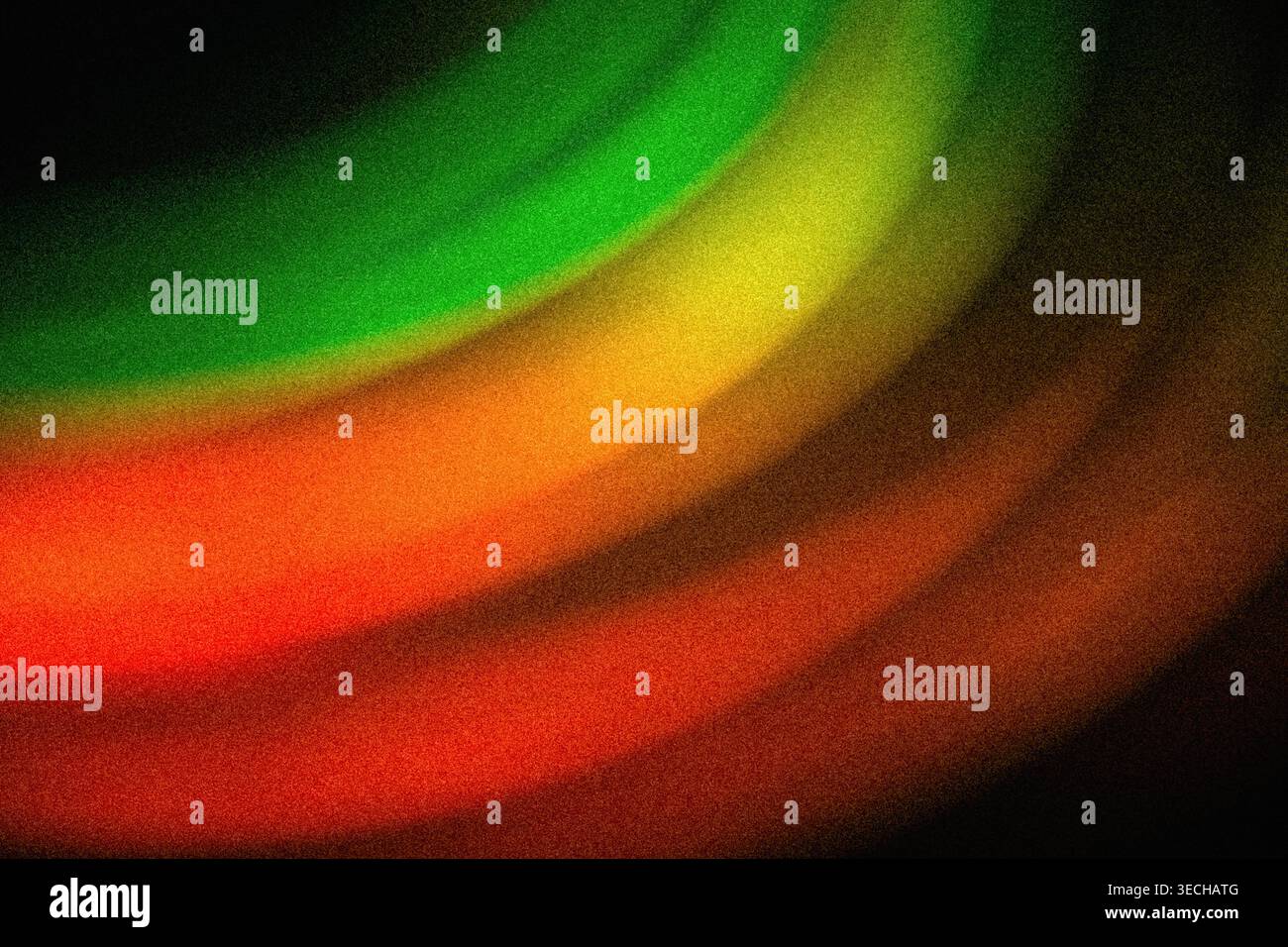 Texture granuleuse abstraite colorée affichant des arcs lumineux concentriques en rouge, orange, jaune et vert Banque D'Images