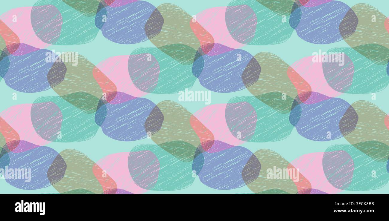 Motif sans couture avec taches de craie colorées et effet d'impression risograph. Superposition analogique colorée texture dessinée à la main. Illustration vectorielle Illustration de Vecteur