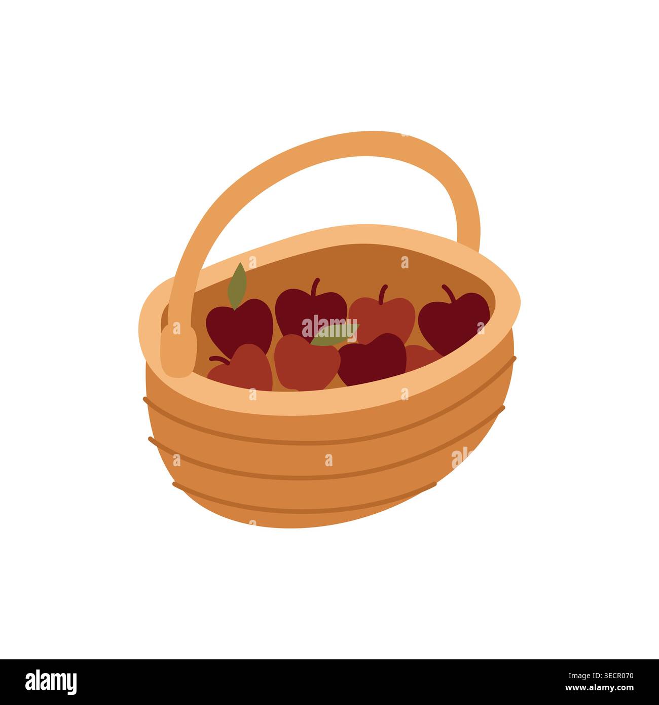 Illustration de fruits confortables dessinés à la main de pommes dans un panier pour l'emballage, le menu de saison, le café, le livre de recettes ou les projets d'automne Illustration de Vecteur