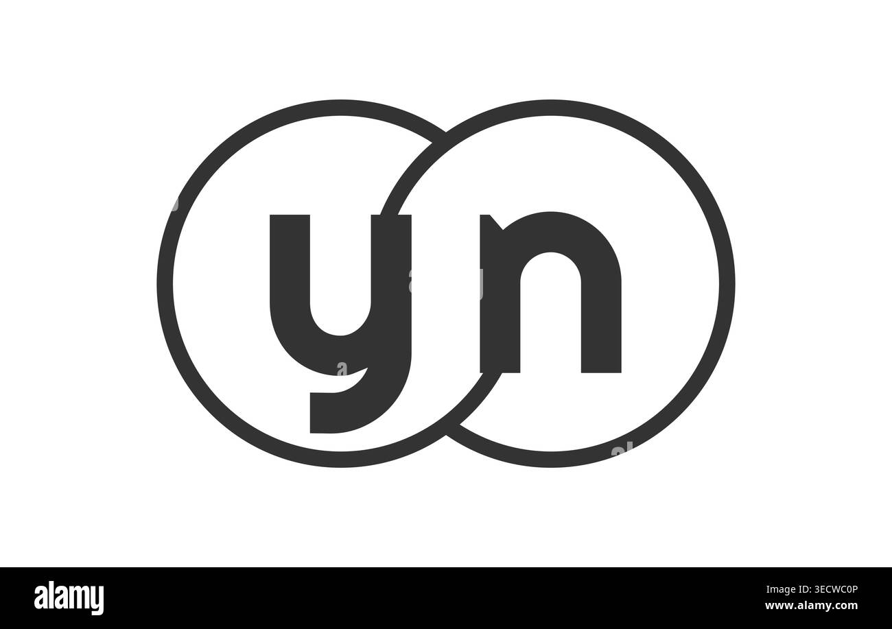 YN emblème de société d'affaires avec des ronds de contour et des lettres y n. modèle de logo de deux cercles fusionnés pour l'identité de la marque, logotype. Vecteur infini symb Illustration de Vecteur