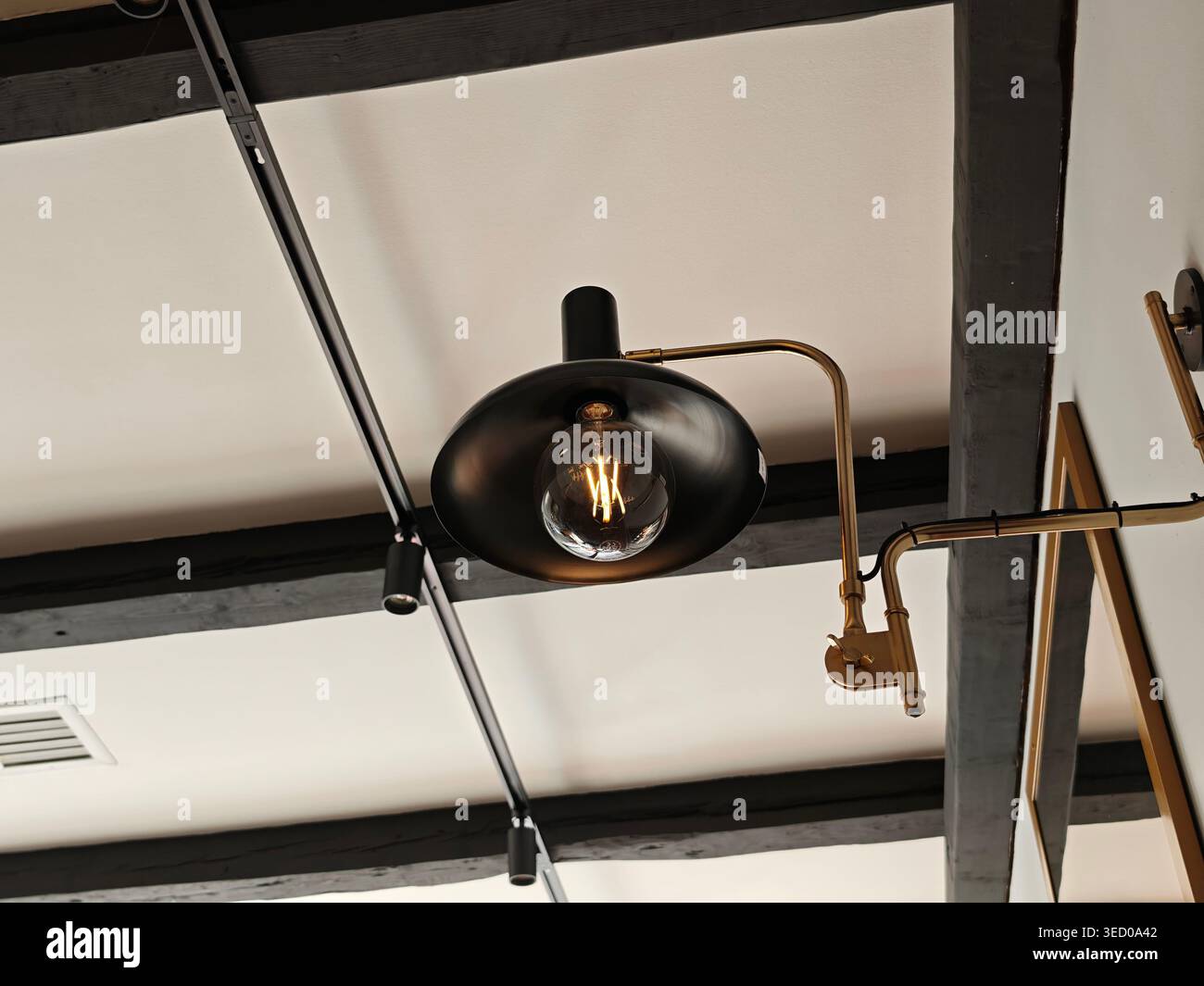 Ampoule apparente pour plafonnier noir moderne Banque D'Images