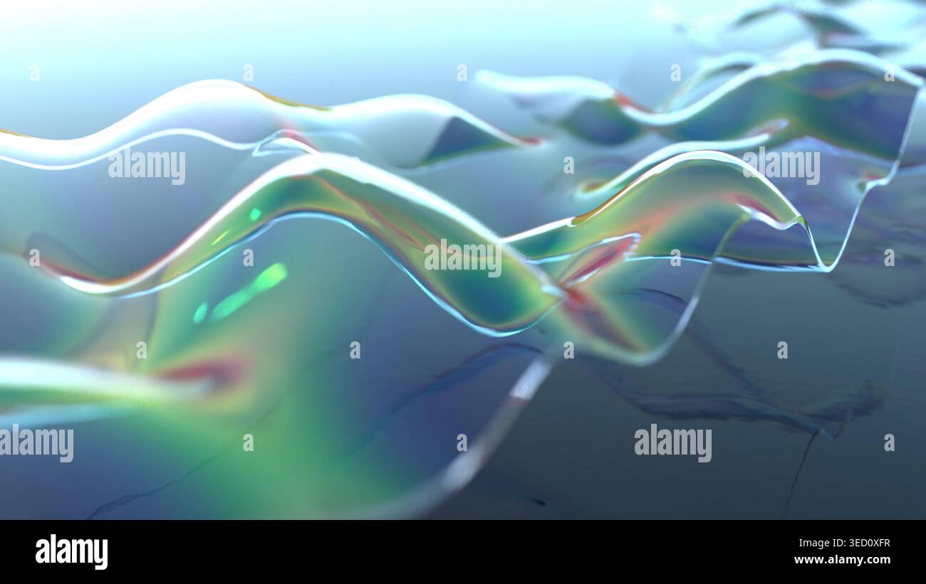 Verre arc-en-ciel vague bg rendu 3D. Banque D'Images
