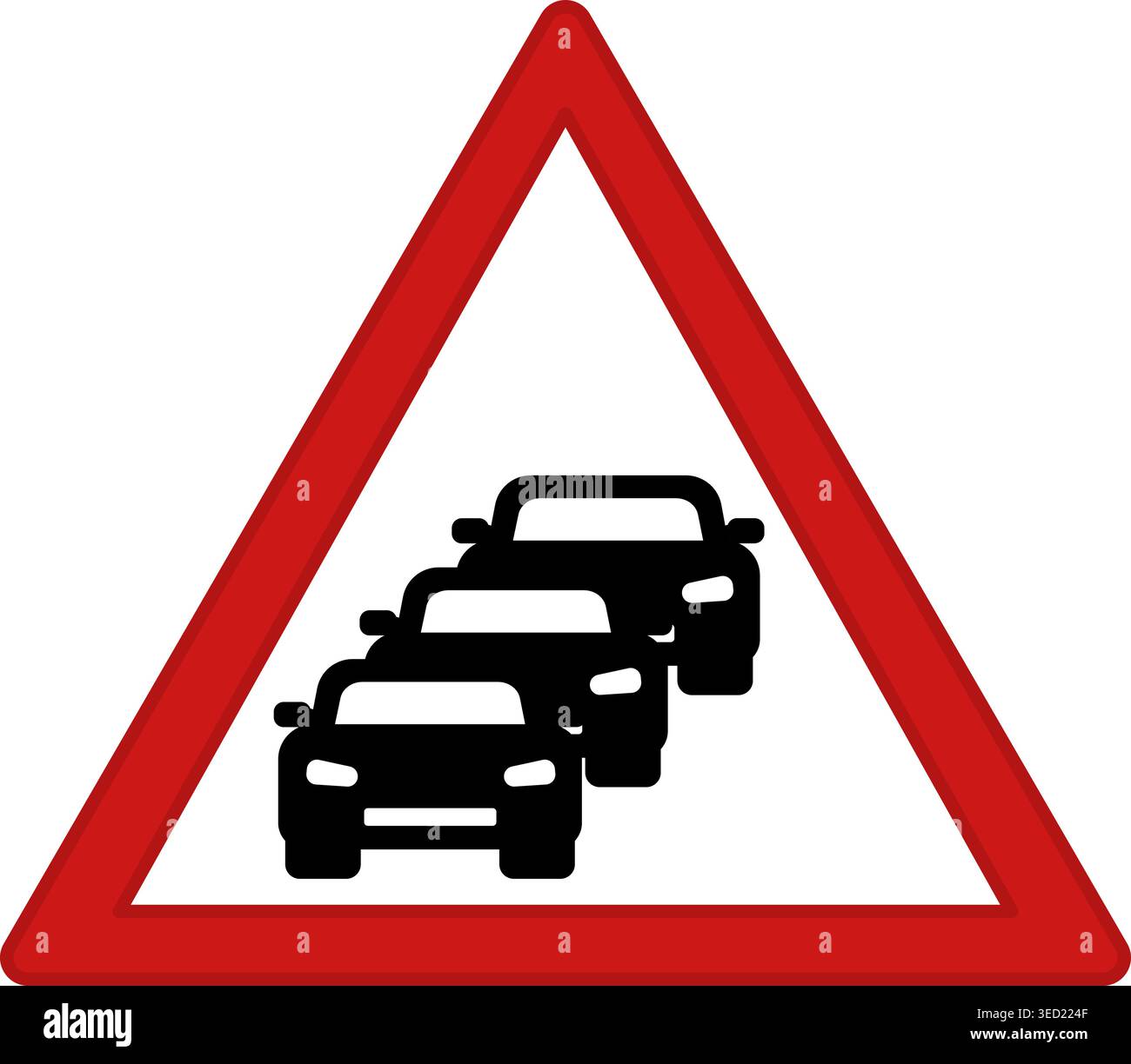 Panneau rouge embouteillage. Panneau routier interdit. Accumulation de voitures sur la route. Icône vectorielle Illustration de Vecteur