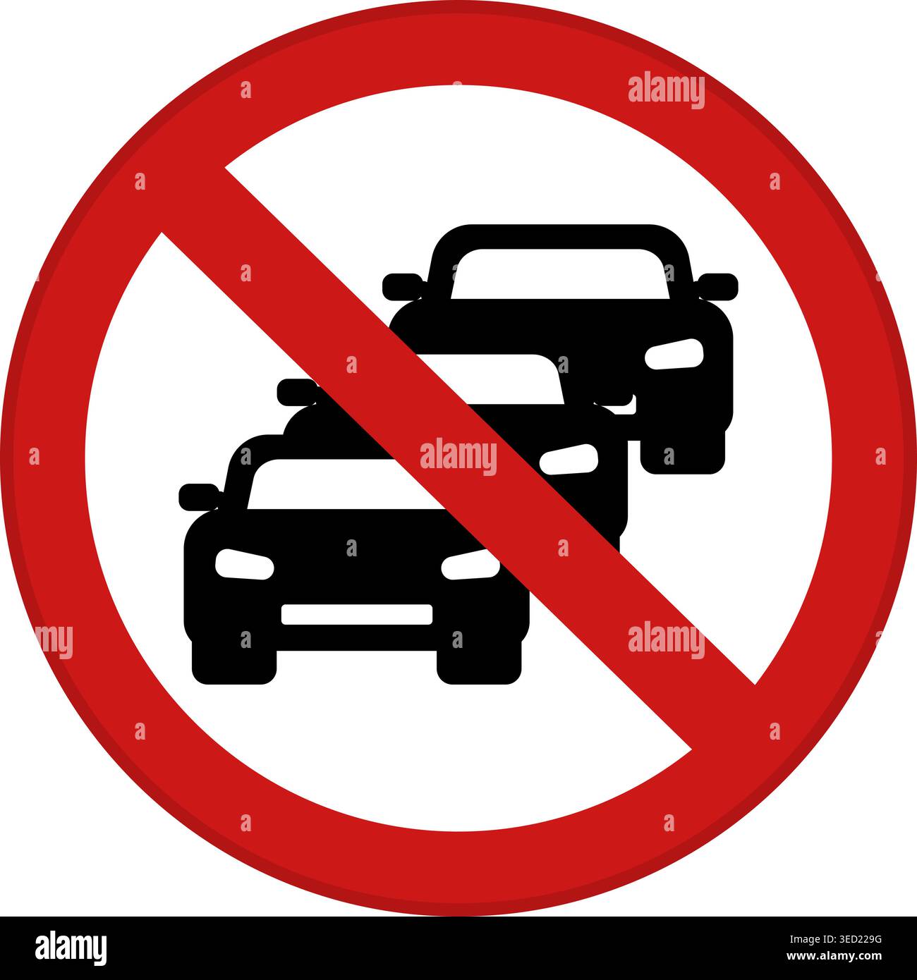 Panneau rouge pas d'embouteillage. Panneau d'avertissement. Embouteillages sur la route. Icône vectorielle Illustration de Vecteur