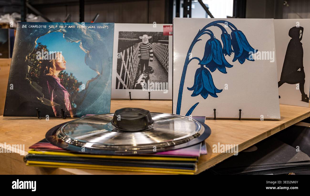 Disques vinyles à Seabass Vinyl Factory, Macmerry, East Lothian, Écosse, Royaume-Uni Banque D'Images