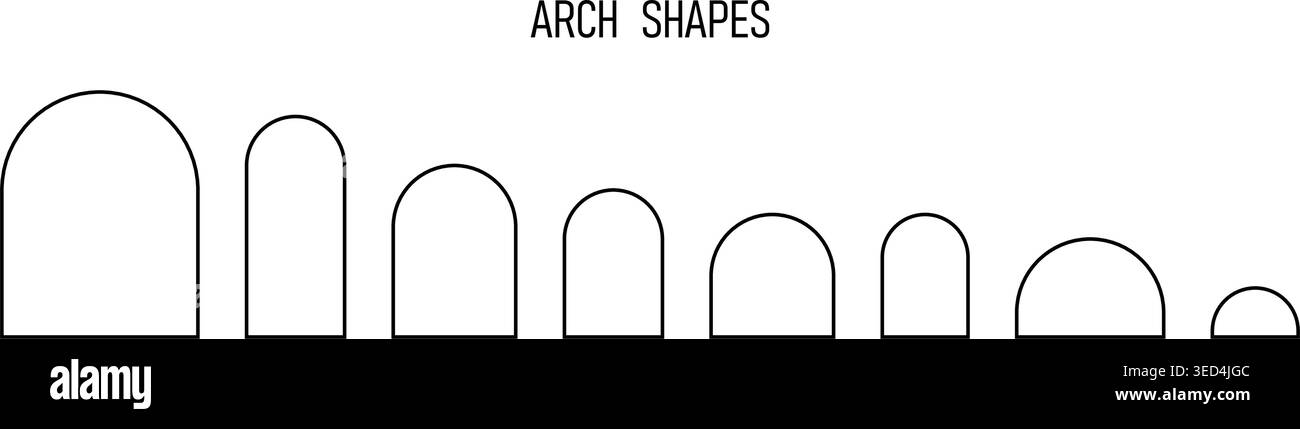 Ensemble d'icônes d'arche. Collection de modèles dans le style art déco pour des invitations de mariage ou des cartes de voeux, des brochures d'affaires, des bannières d'événement ou de fête sous forme d'arche. Illustration graphique vectorielle. Illustration de Vecteur