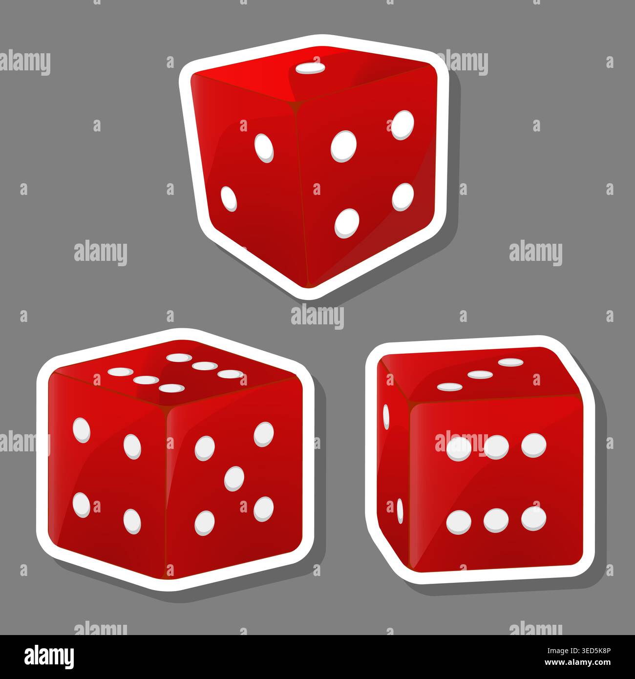 Illustration sur le thème de l'ensemble accessoire de collection pour les dés de jeu dans le casino, modèle composé d'éléments de dés de jeu au casino, composition abstraite de Illustration de Vecteur