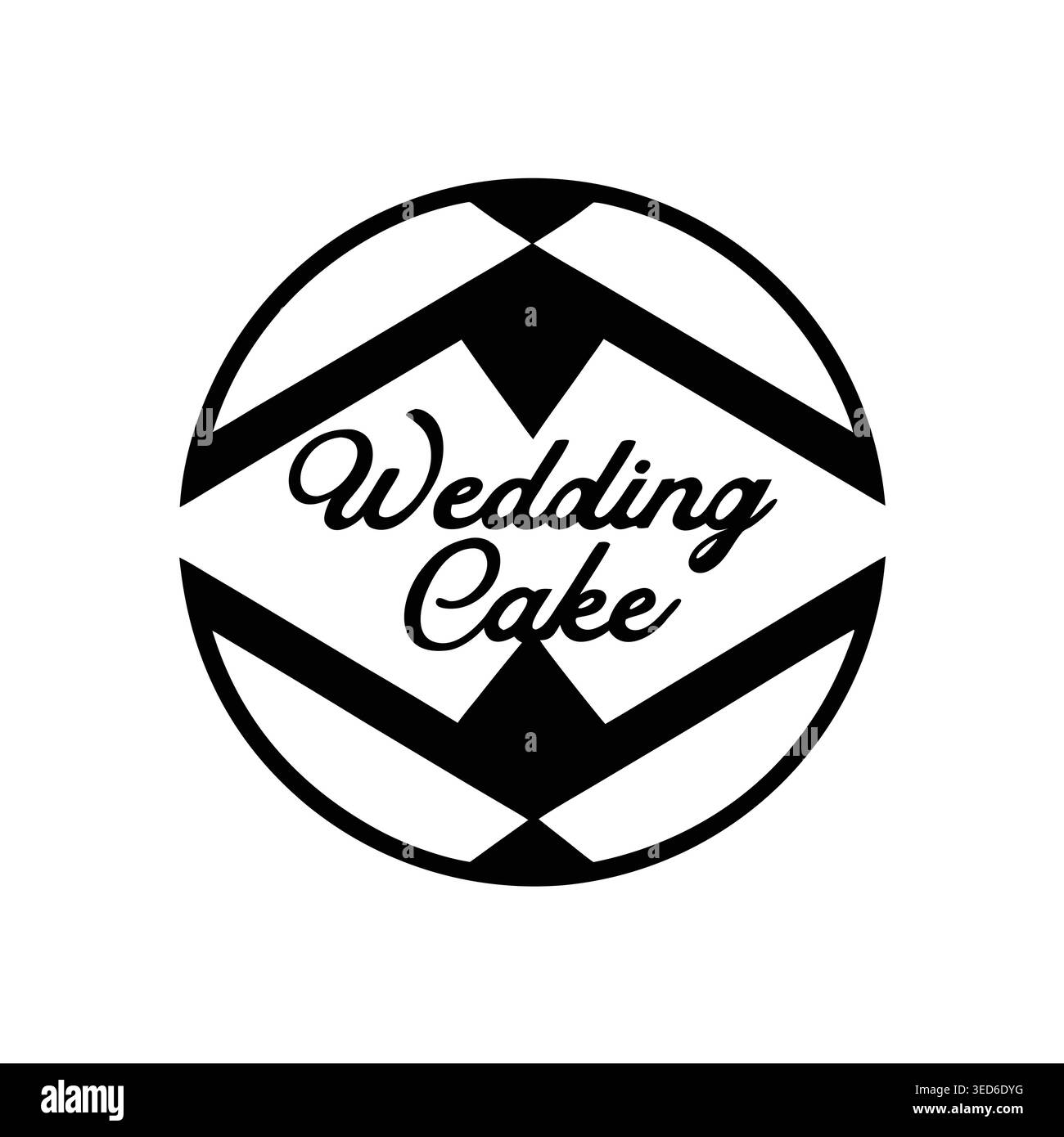 Logo de gâteau de mariage circulaire noir et blanc Illustration de Vecteur