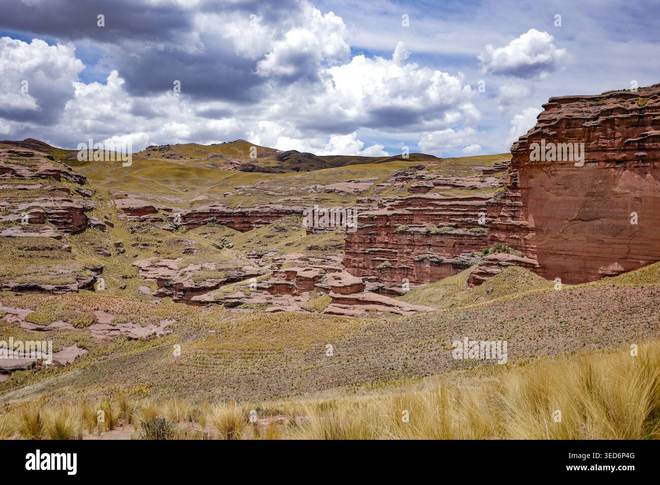 Tinajani, Pérou - 27 novembre 2025 : formations rocheuses du canyon Tinajani dans les Andes péruviennes Banque D'Images