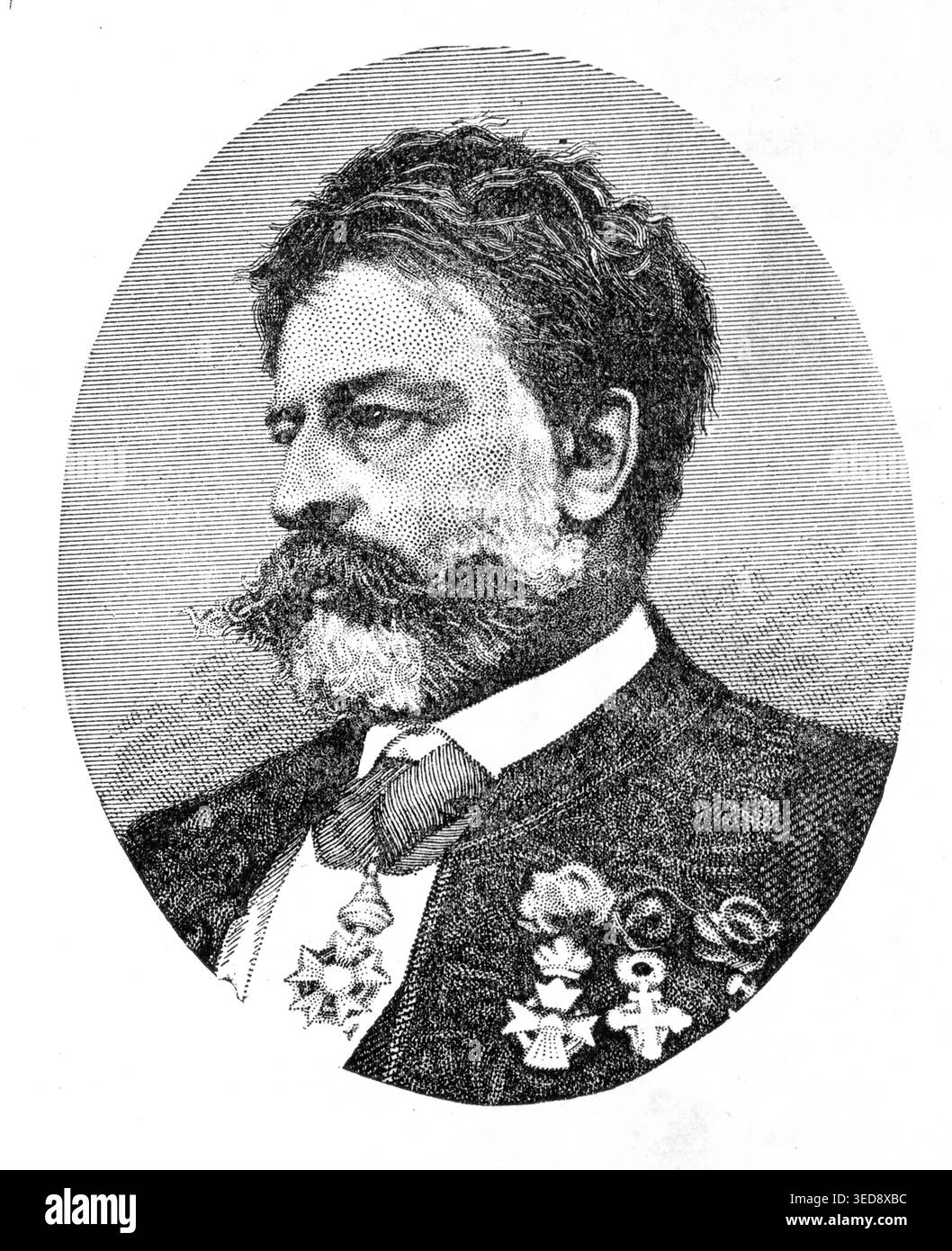 Portrait de Jean Louis Ernest Meissonier, peintre académique et artiste militaire français, illustration du XIXe siècle Banque D'Images