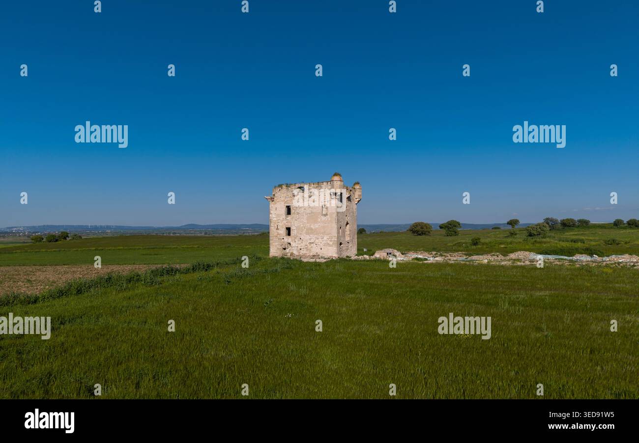 Vue aérienne du manoir de Cezayirli Hasan Pacha sur la côte des Dardanelles à Canakkale, Turquie, architecture du patrimoine ottoman Banque D'Images