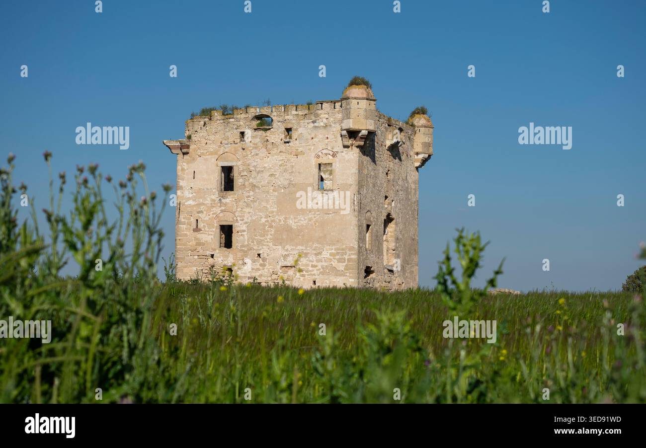 Vue aérienne du manoir de Cezayirli Hasan Pacha sur la côte des Dardanelles à Canakkale, Turquie, architecture du patrimoine ottoman Banque D'Images