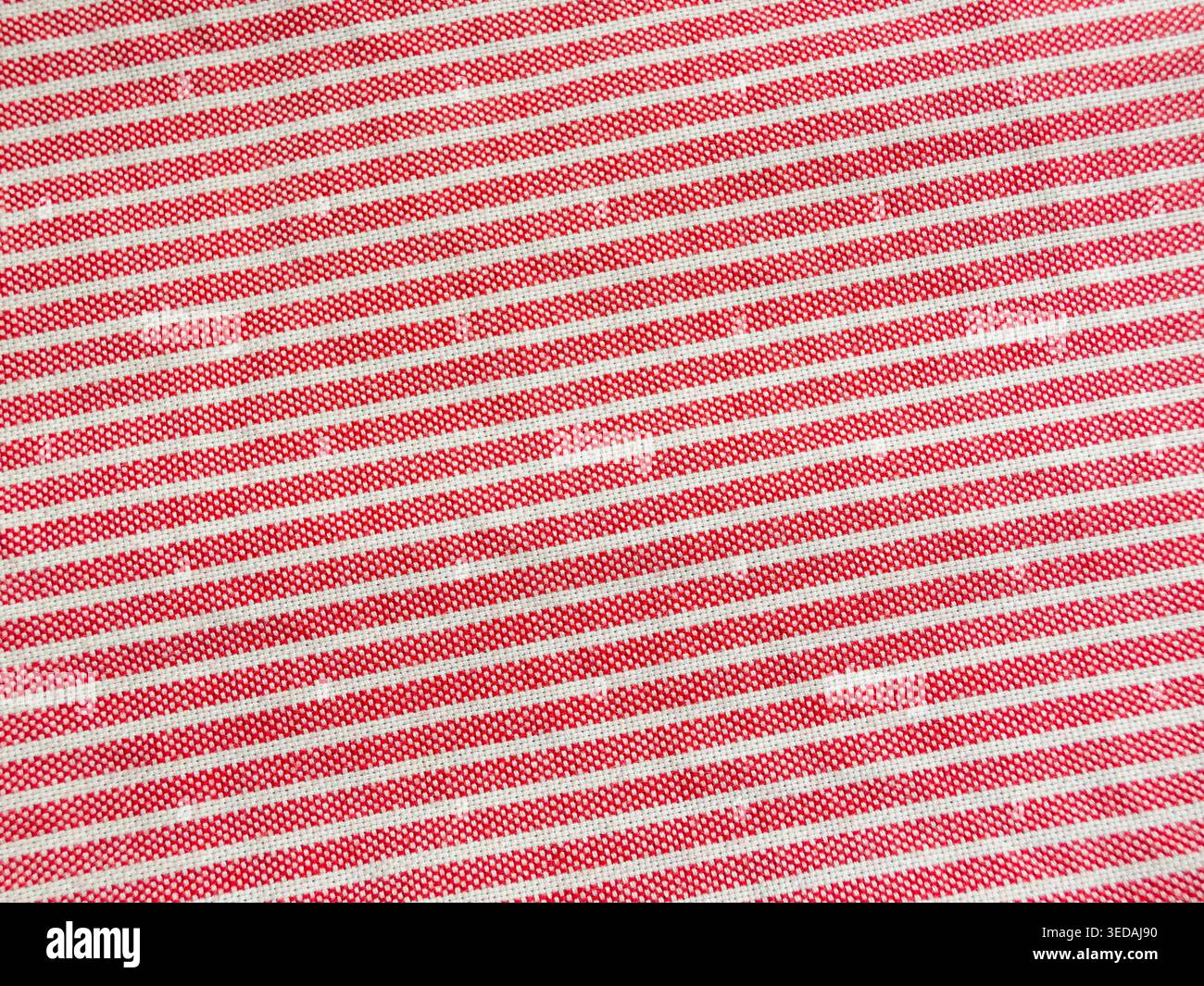 Texture macro coton rayé rouge et blanc Banque D'Images