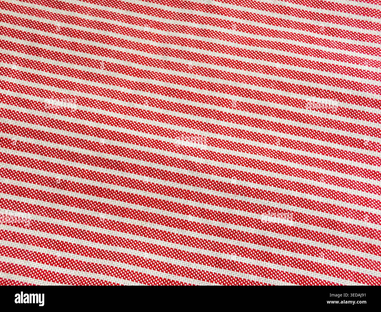 Texture macro de tissu rayé rouge et blanc Banque D'Images
