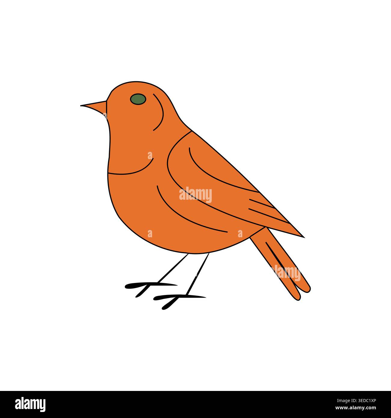 Illustration vectorielle d'oiseau orange mignon, icône d'animal plat simple isolé Illustration de Vecteur