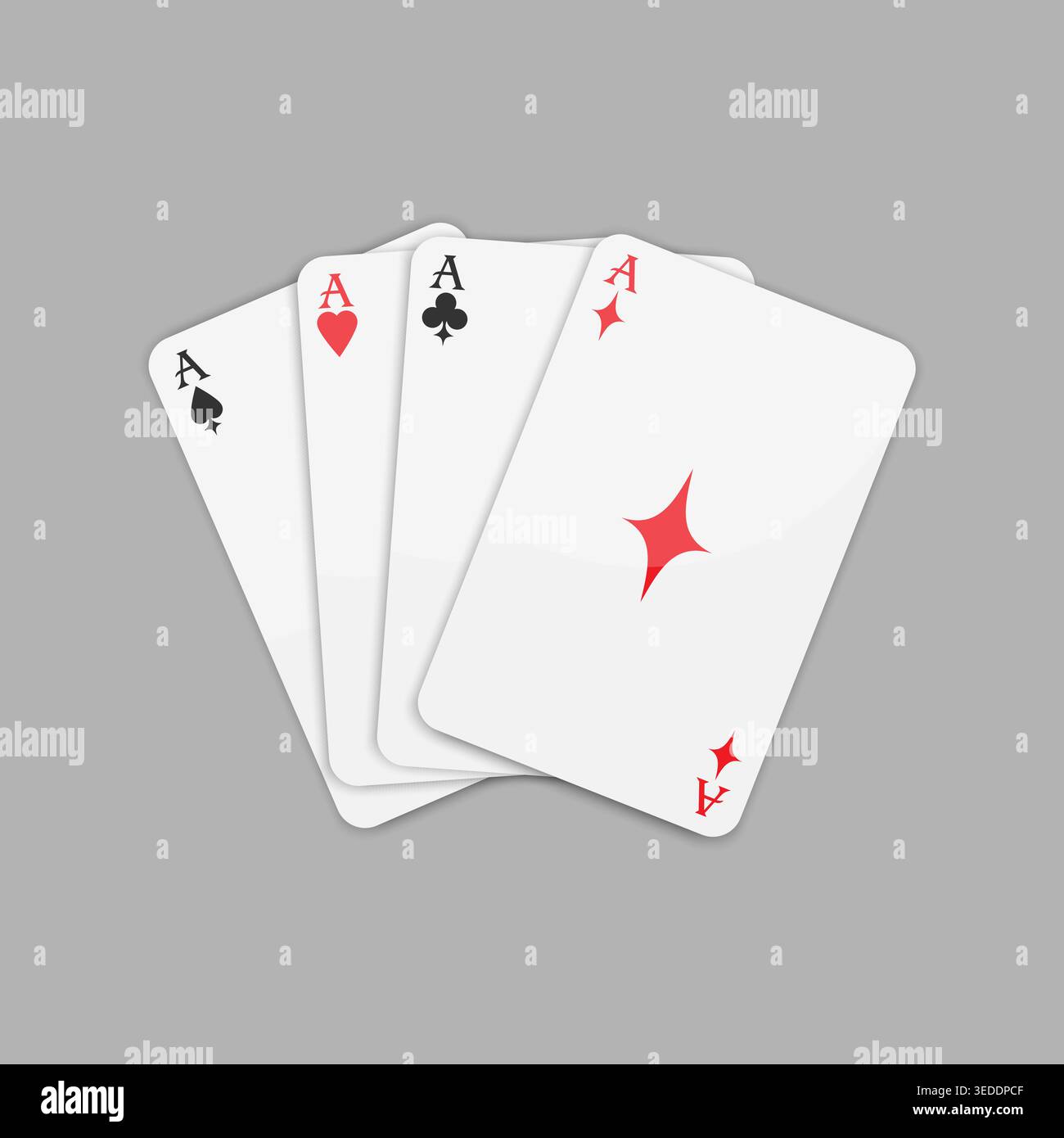 Quatre costumes d'as à jouer aux cartes, y compris des pique, des coeurs, des trèfles et des diamants se sont étendus. Illustration vectorielle Illustration de Vecteur