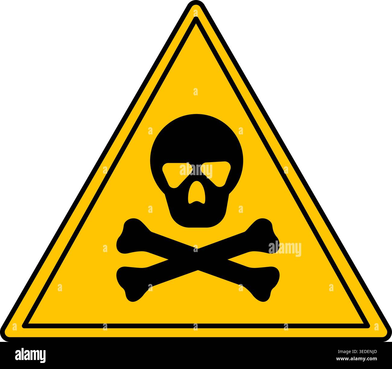 Jaune signe de poison. Icône vectorielle. Crâne et os. Signe d'avertissement de danger, toxique Illustration de Vecteur