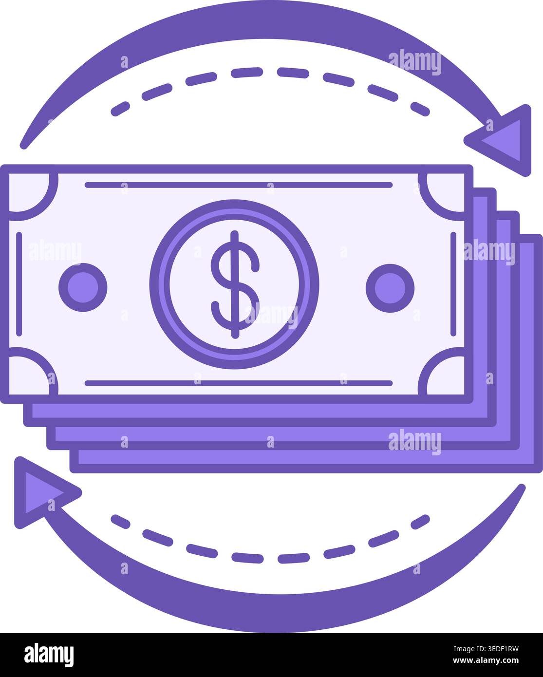 Icône couleur Money Flow. Icône de vecteur de Packs de dollars et de flèches. Concept comptable Illustration de Vecteur