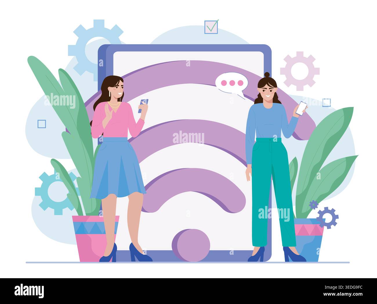 Scène de communication WiFi. Illustration vectorielle Illustration de Vecteur
