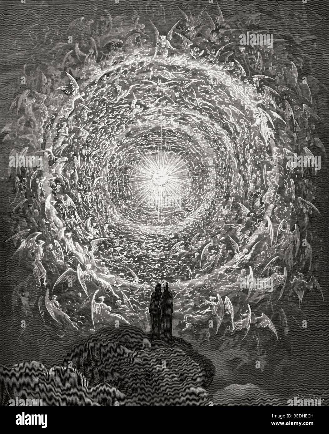 Gustave Dore, The Empyrean (Dante et Béatrice regardent le ciel le plus élevé), illustration, gravure, 1871 Banque D'Images