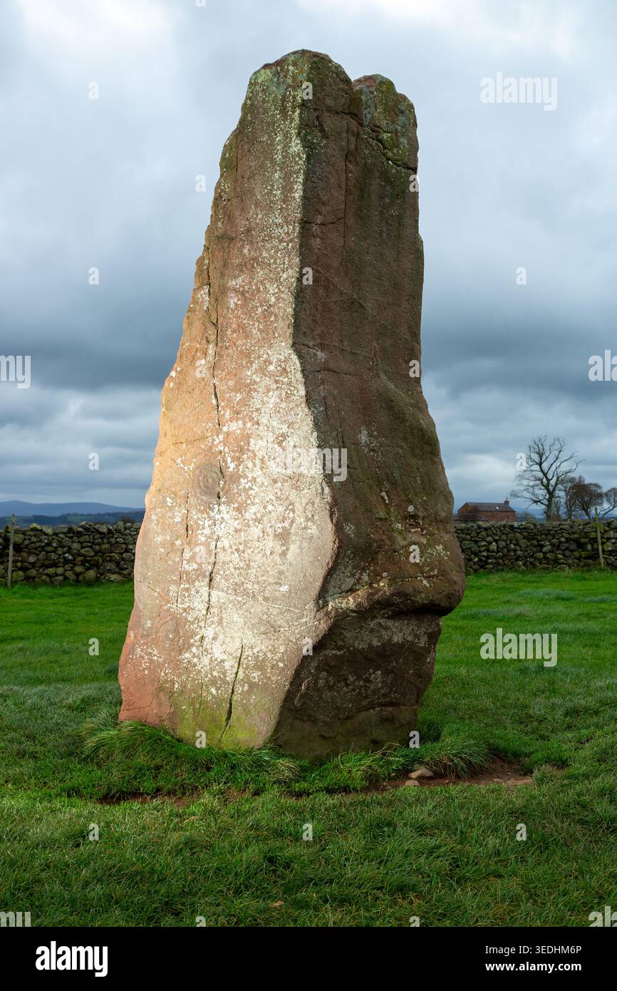 Long Meg debout partie de long Meg & Her Daughters Stone Circle, Cumbria, Angleterre Banque D'Images