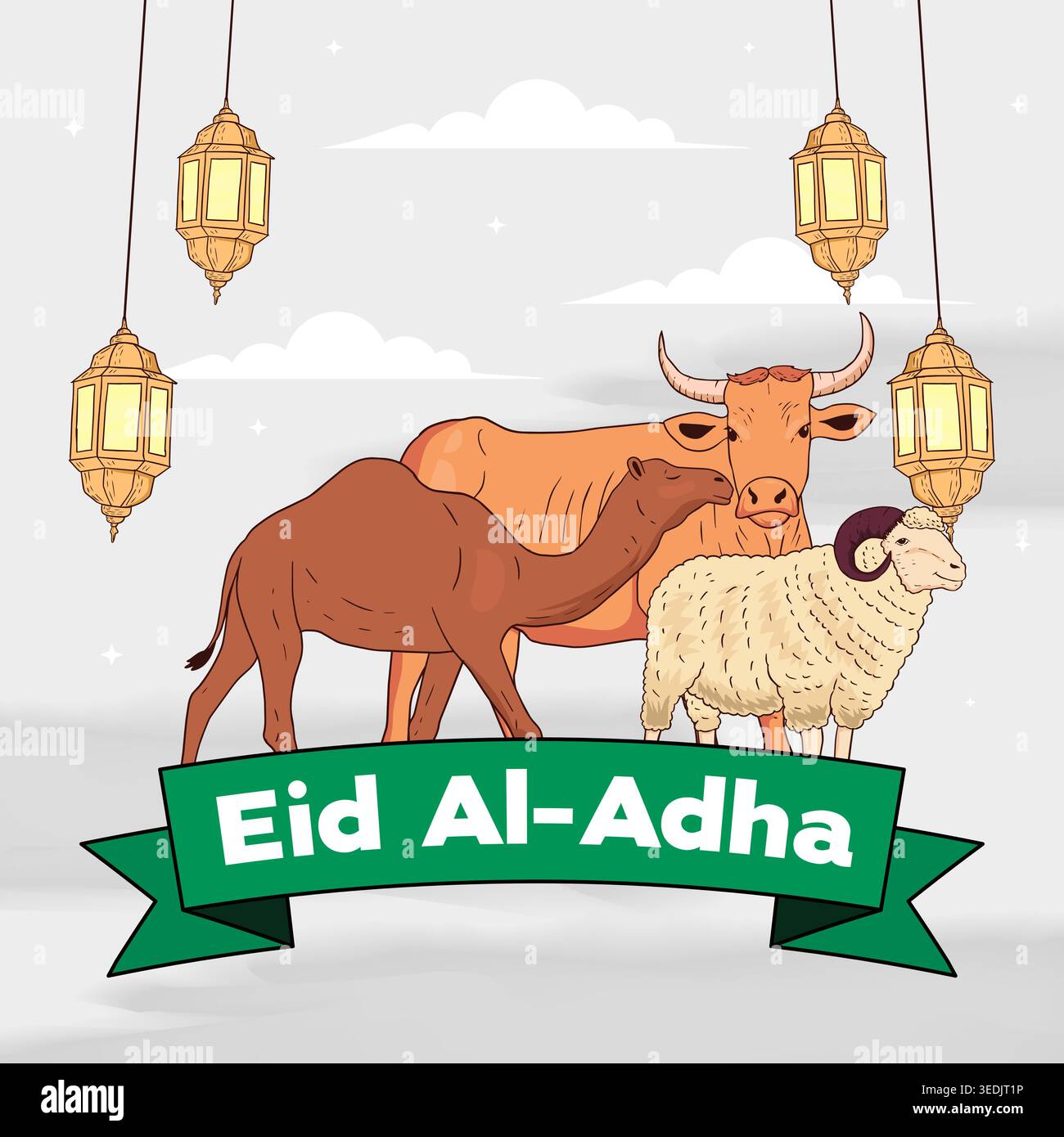 illustration dessinée à la main pour la célébration de l'eid al adha Illustration de Vecteur
