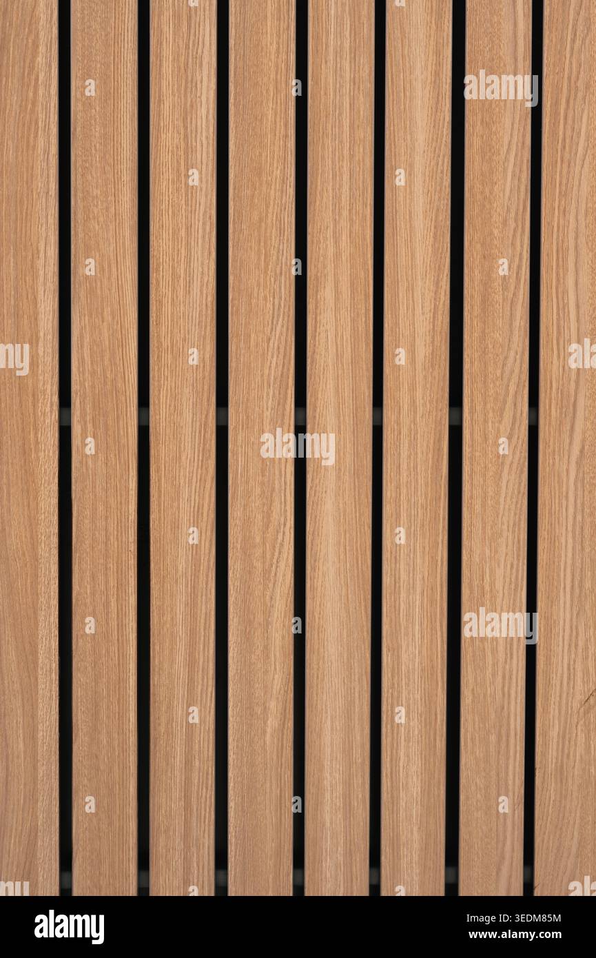 Grain de chêne avec espaces noirs. Panneau en bois architectural avec grain de chêne et lacunes noires Banque D'Images