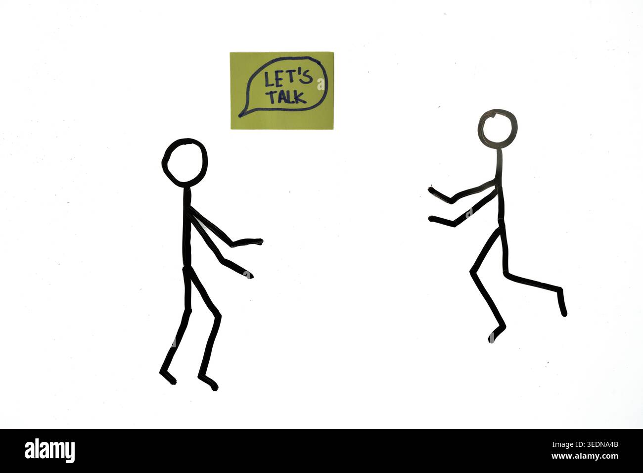 Illustration de la figure de bâton pour la communication et le concept « parlons-en » Banque D'Images