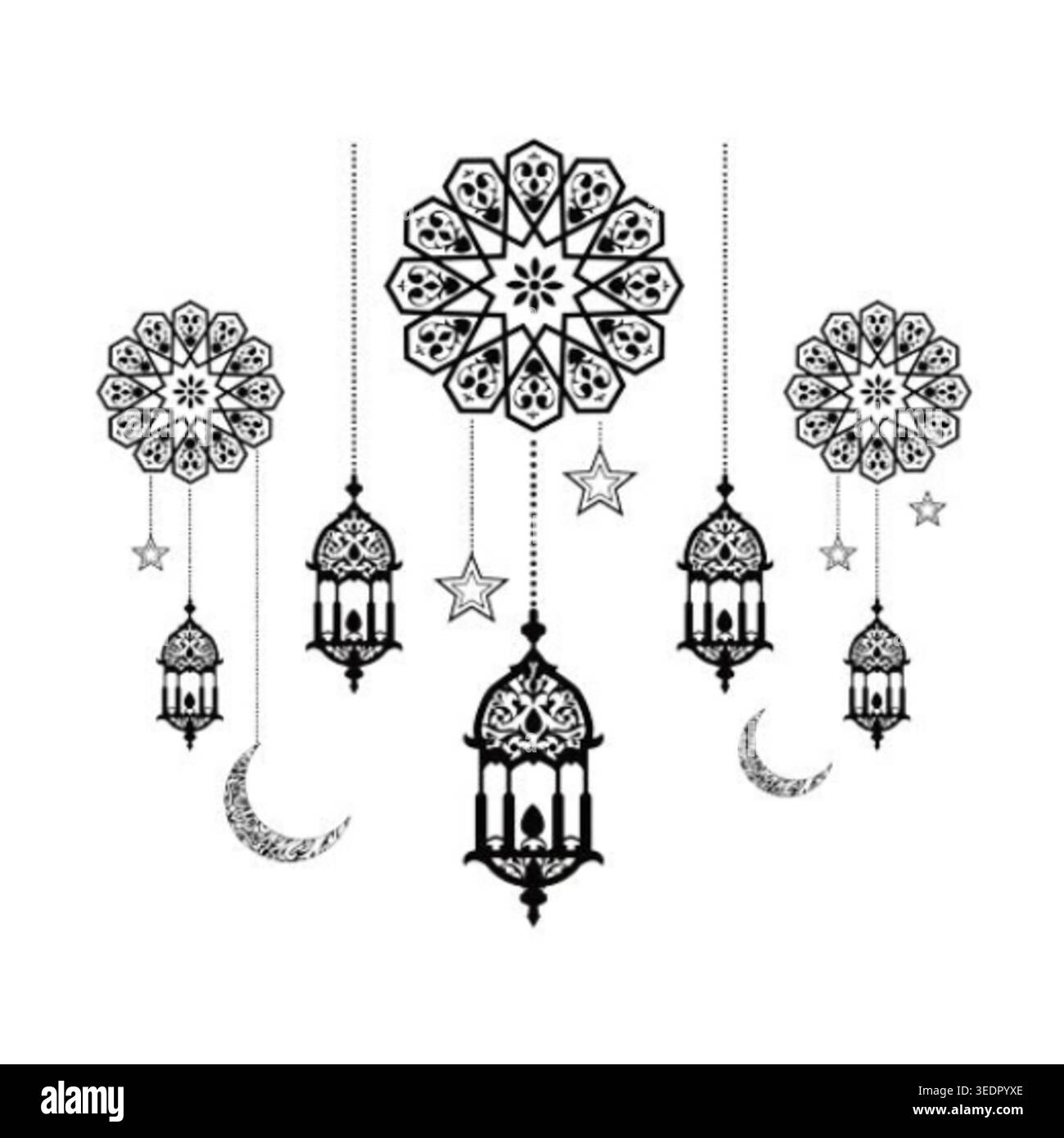 Ramadan Kareem lanterne islamique Chandelier Crescent Moon Star décoration vecteur Illustration de Vecteur