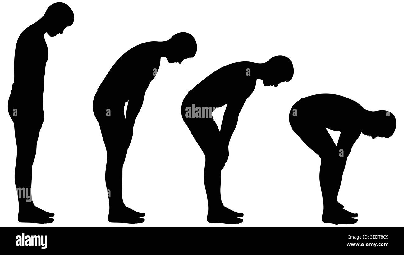 Silhouette humaine définie pour les maux de dos, les hommes penchés Illustration de Vecteur
