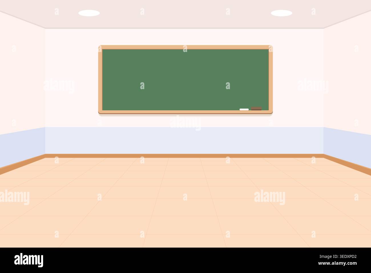 Intérieur de salle de classe vide avec tableau vert et illustration vectorielle de fond d'école. Illustration de Vecteur