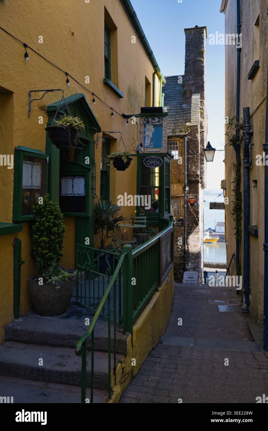 Aperçu du port de Tenby depuis le centre-ville au début du printemps Banque D'Images