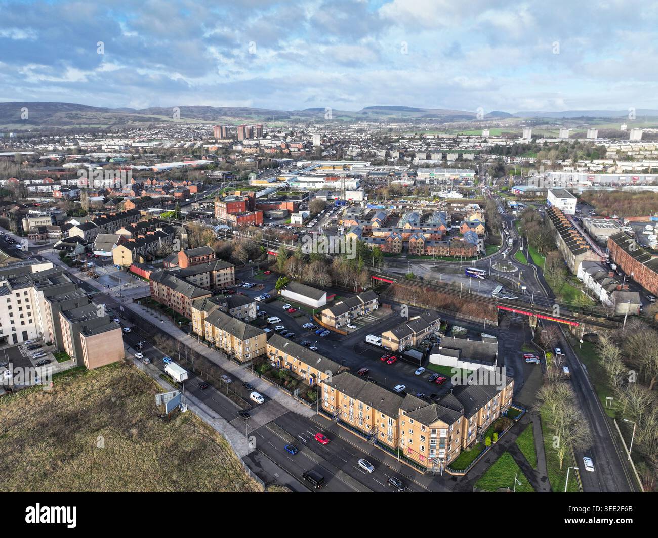 Vue aérienne de Whitecrook Clydebank par drone Banque D'Images