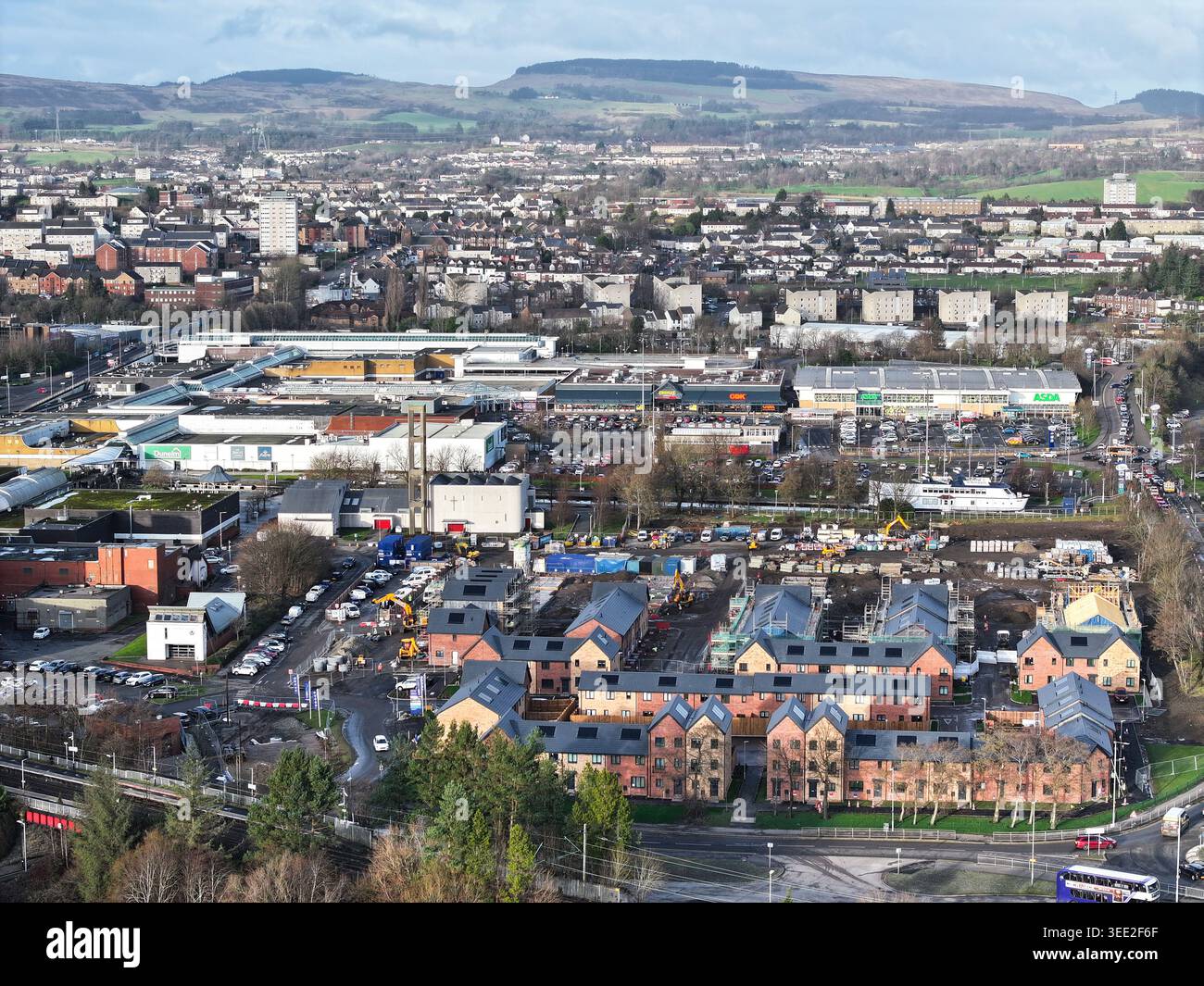 Vue aérienne de Whitecrook Clydebank par drone Banque D'Images