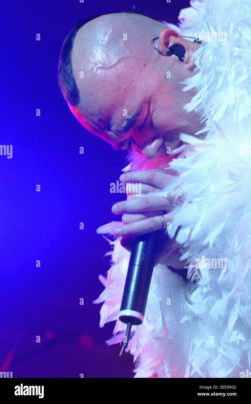 Durant la tournée « Fan » de 2003 Pascal Obispo revisitait ses succès et rendait hommage à Michel Polnareff - concert à Forest national | durant la Banque D'Images