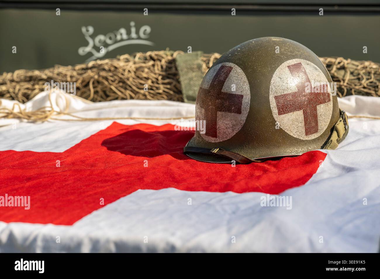 Marshalling area - un bivouac historique représentant les armées américaine, britannique, belge, canadienne, russe et les forces de l’axe. De nombreux Banque D'Images