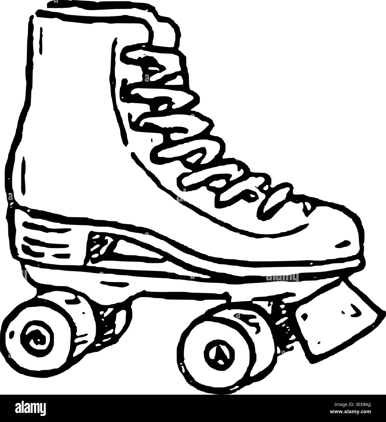 Dessin vectoriel de patinage à roulettes vintage dessiné à la main Illustration de Vecteur