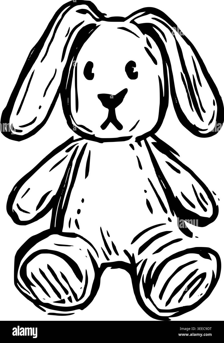 Illustration vectorielle de jouet de lapin en peluche dessinée à la main Illustration de Vecteur