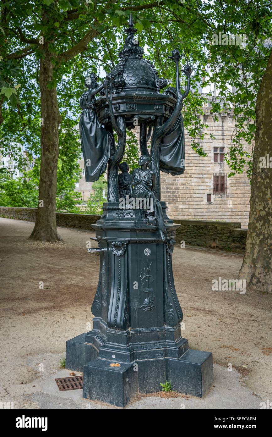 Nantes, France - 05 07 2026 : Fontaine Wallace Pedrosa découverte 2 près du Château des Ducs de Bretagne Banque D'Images