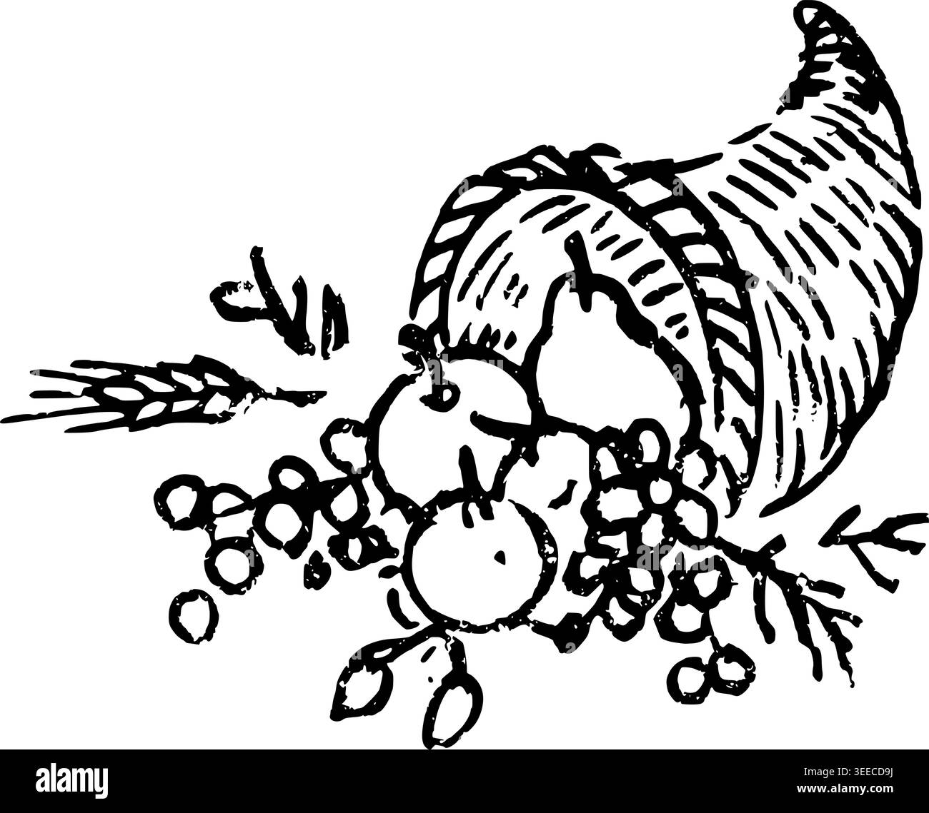 Illustration vectorielle de cornucopia dessinée à la main Illustration de Vecteur