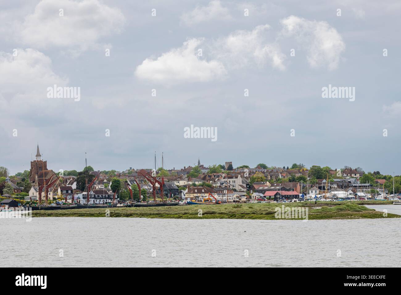 La vieille ville et le port de Maldon sur l'estuaire de Blackwater (Essex, UK) Banque D'Images