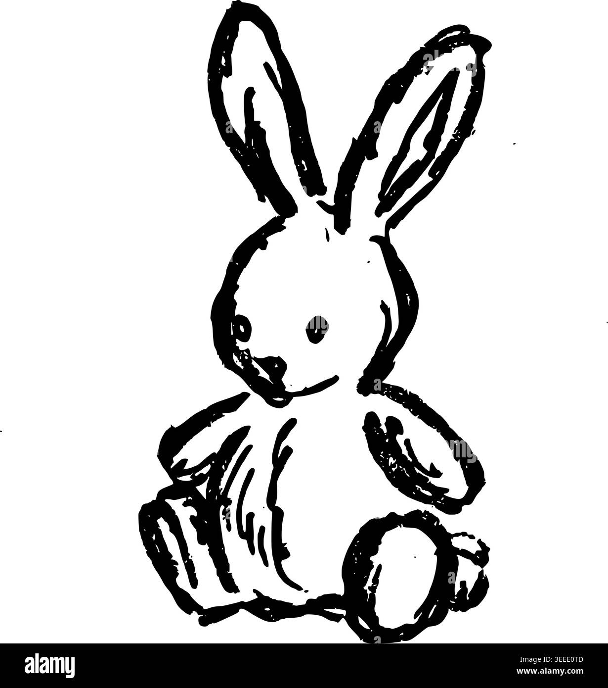 Illustration vectorielle de lapin en peluche dessinée à la main Illustration de Vecteur
