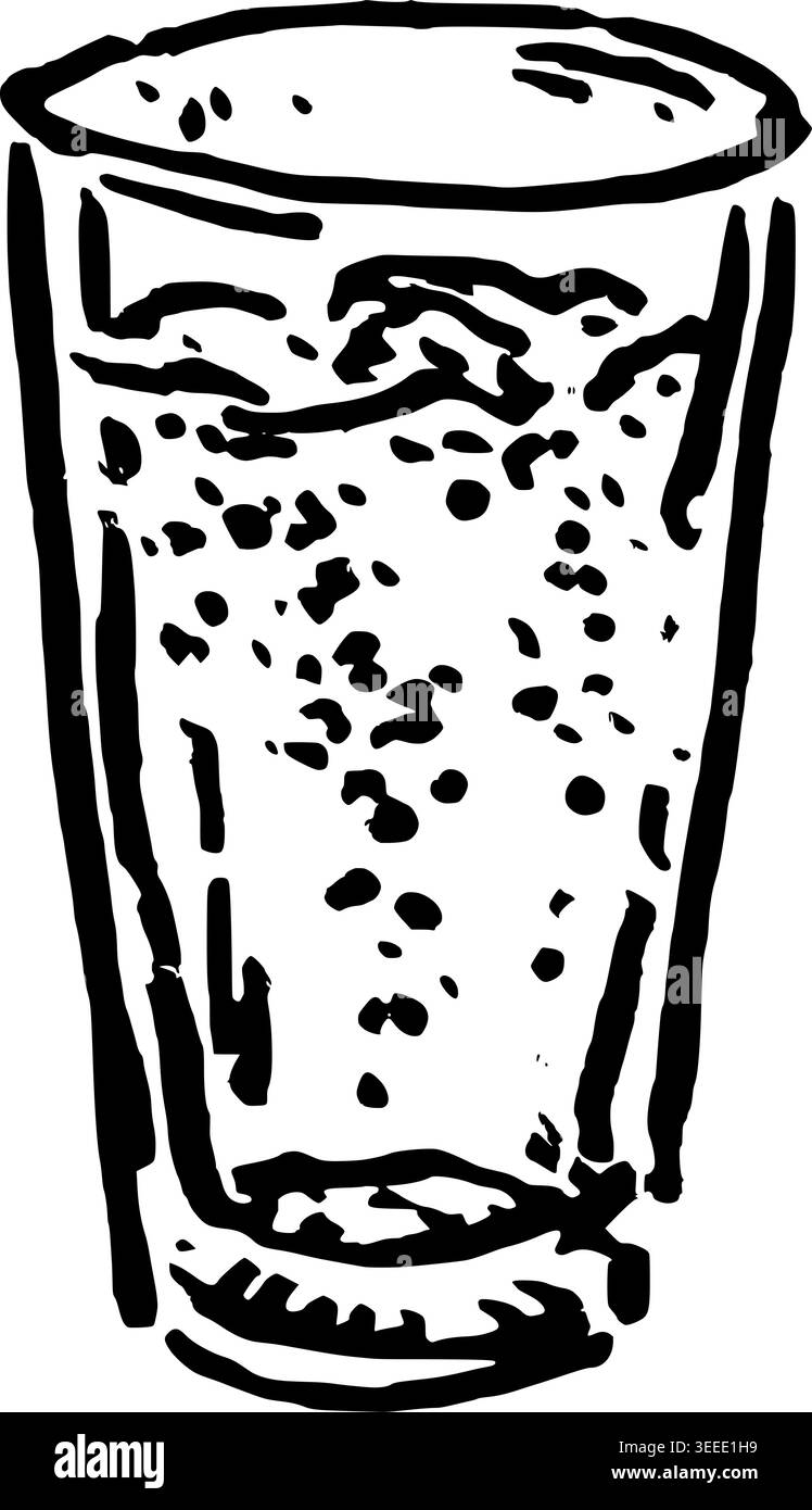 Illustration vectorielle de verre d'eau dessinée à la main Illustration de Vecteur