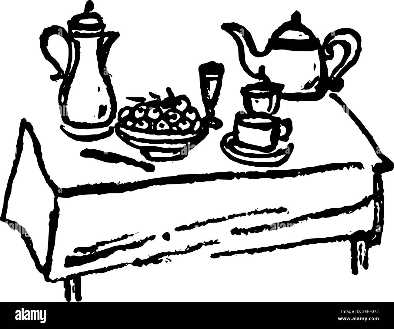 Dessin vectoriel de table brunch dessiné à la main Illustration de Vecteur