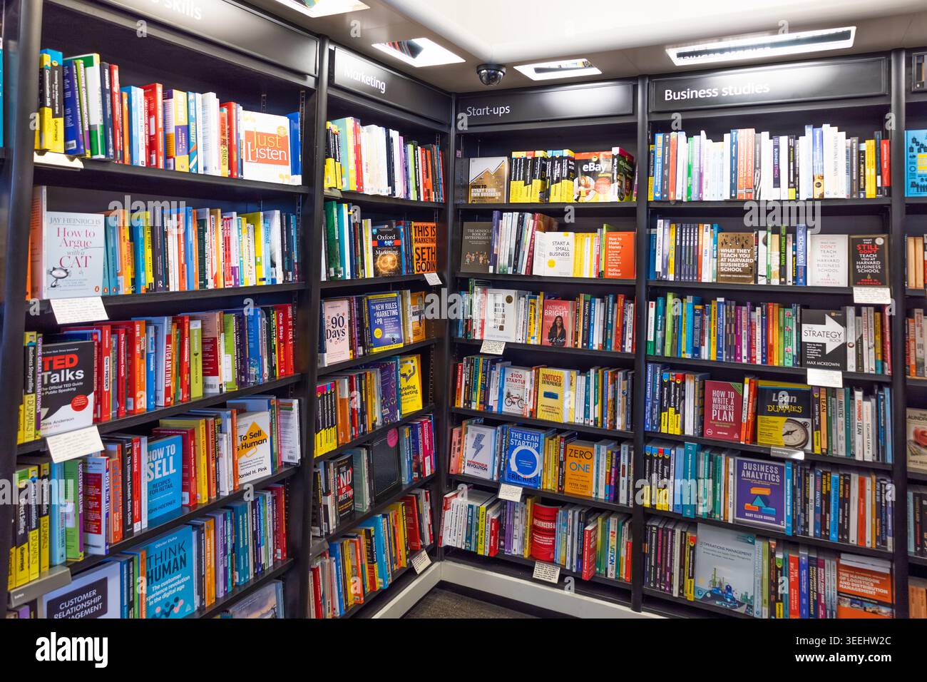 Grande collection de livres sur des étagères en bois dans une bibliothèque publique. Londres, Royaume-Uni, 8 juin 2024 Banque D'Images