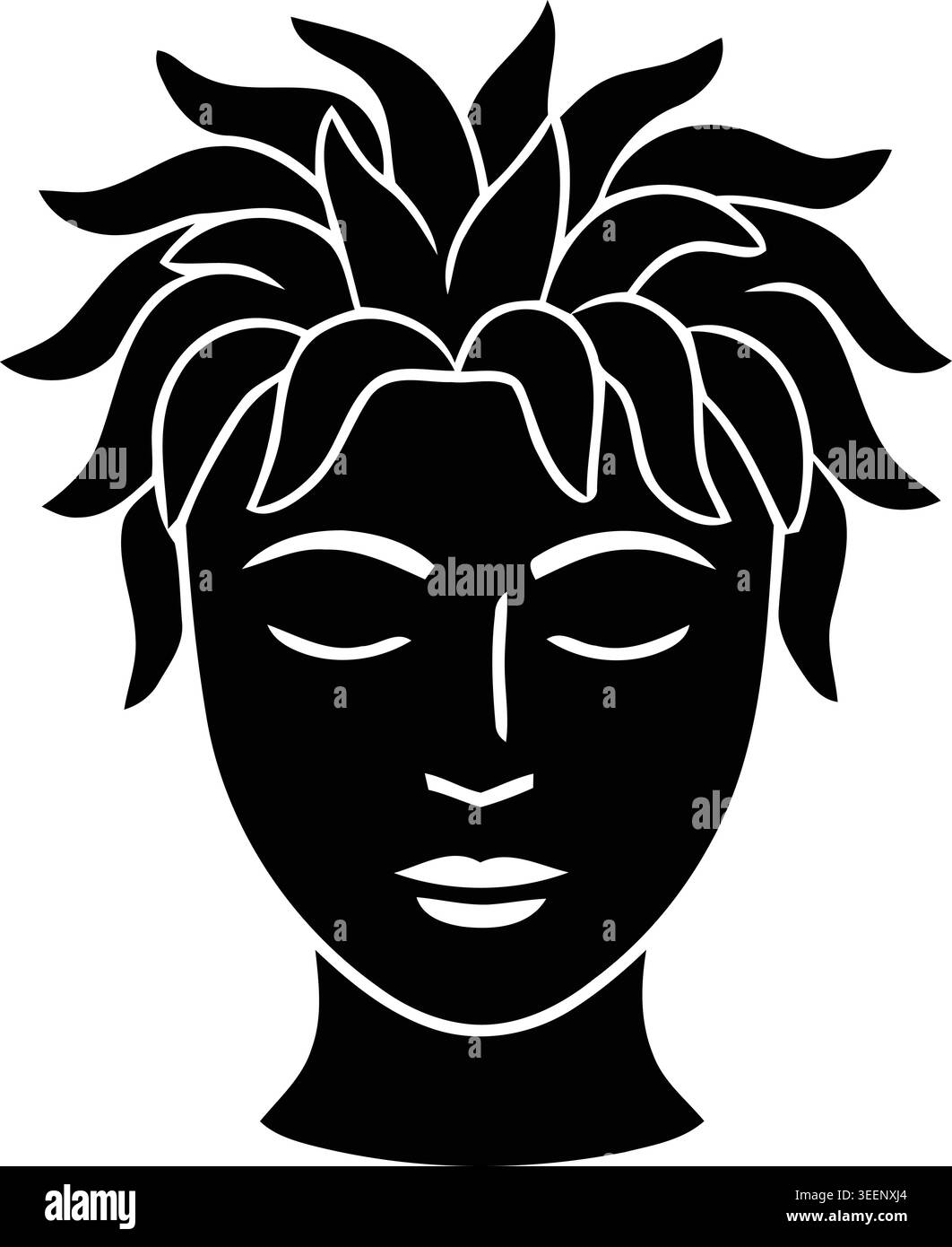 Medusa Head personnage mythique Silhouette illustration vectorielle pour Art Design Illustration de Vecteur