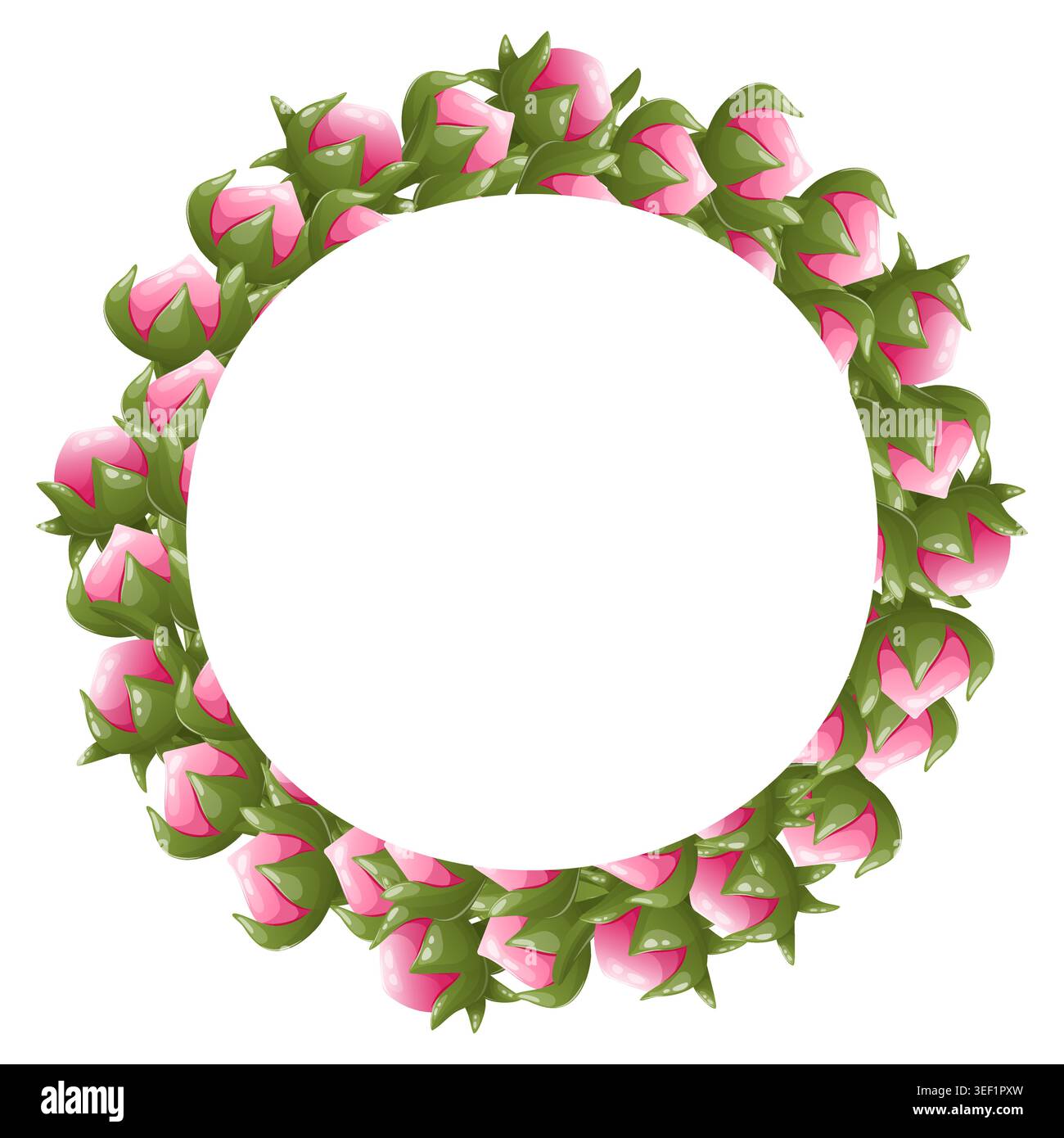 Couronne ronde avec bourgeons de pivoine Illustration de Vecteur