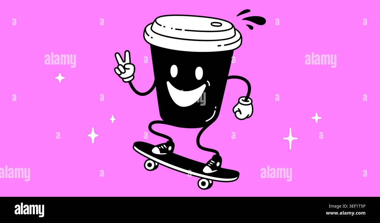 Tasse à café, mascotte drôle de personnage Illustration de Vecteur
